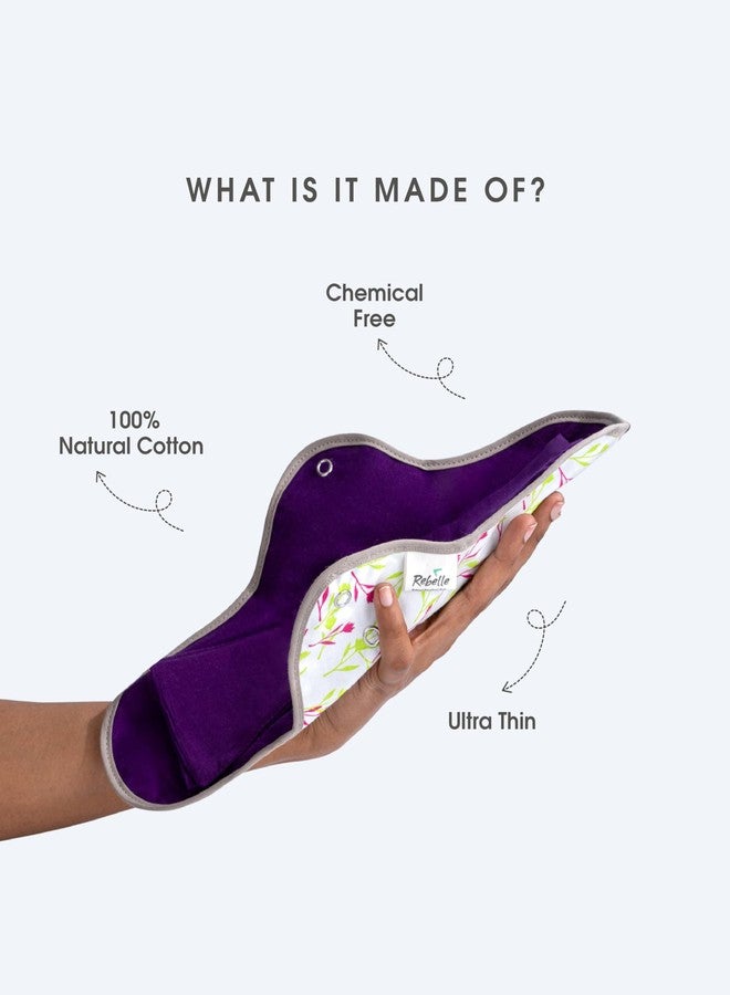 Rebelle Reusable Foldable Sanitary Pad for Women Pack of 5 (L - Dark) | Safest Cloth Pad | Easy to Wash and Reuse | Multi layered protection | Rash Free Cotton Fabric | Lasts Up To 18 months - Image 2